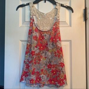 S pink Arizona tank with lace back
